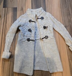 LOFT Cream Knit Cardigan with Wooden Toggles